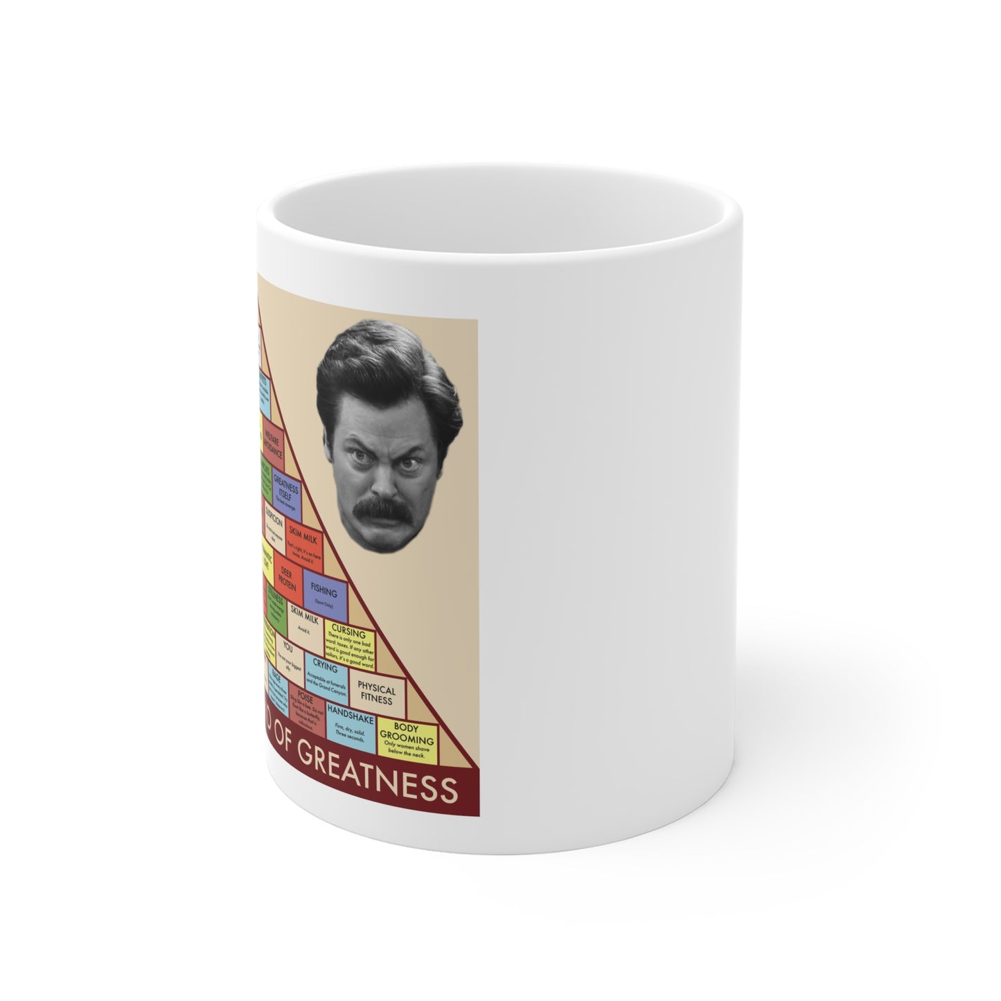 Ron Swanson Pyramid of Greatness mug (11 oz) - Parks and Recreation show fan gift