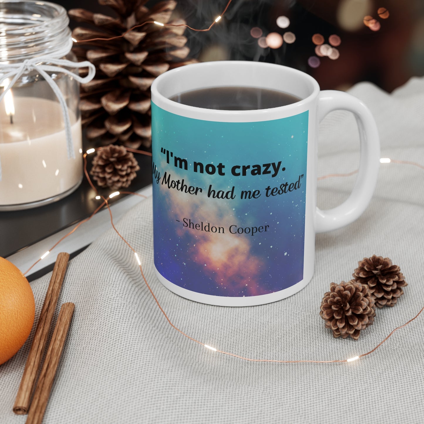 Big Bang theory mug, Sheldon Cooper "Crazy" quote coffee and tea mug, Big bang theory fan birthday gift