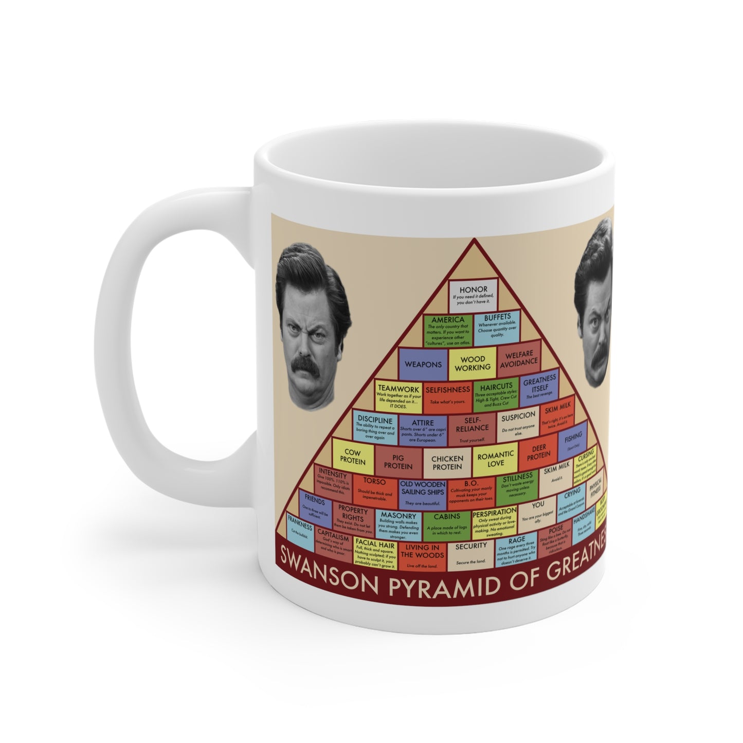 Ron Swanson Pyramid of Greatness mug (11 oz) - Parks and Recreation show fan gift