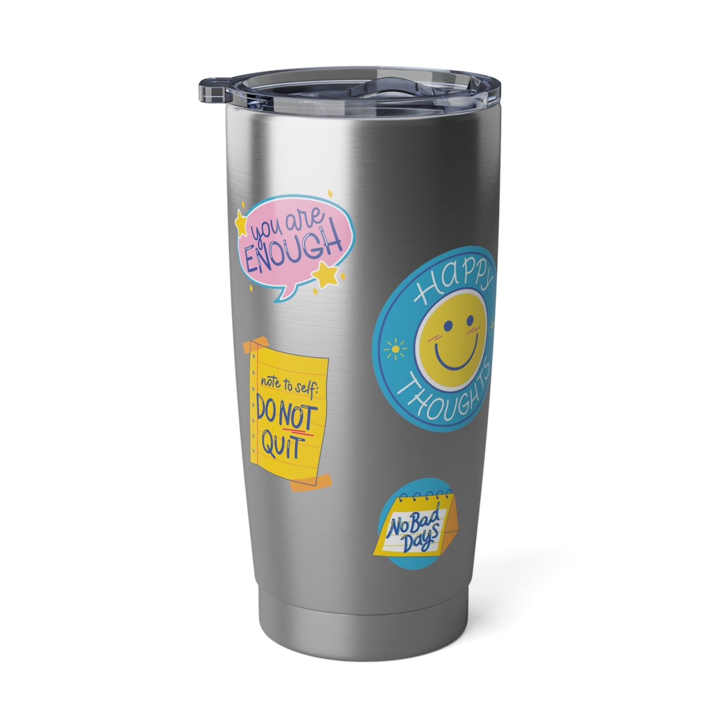 Happy thoughts tumbler, Mental health stickers tumbler,  Positive vibes cup, Birthday, Christmas gift
