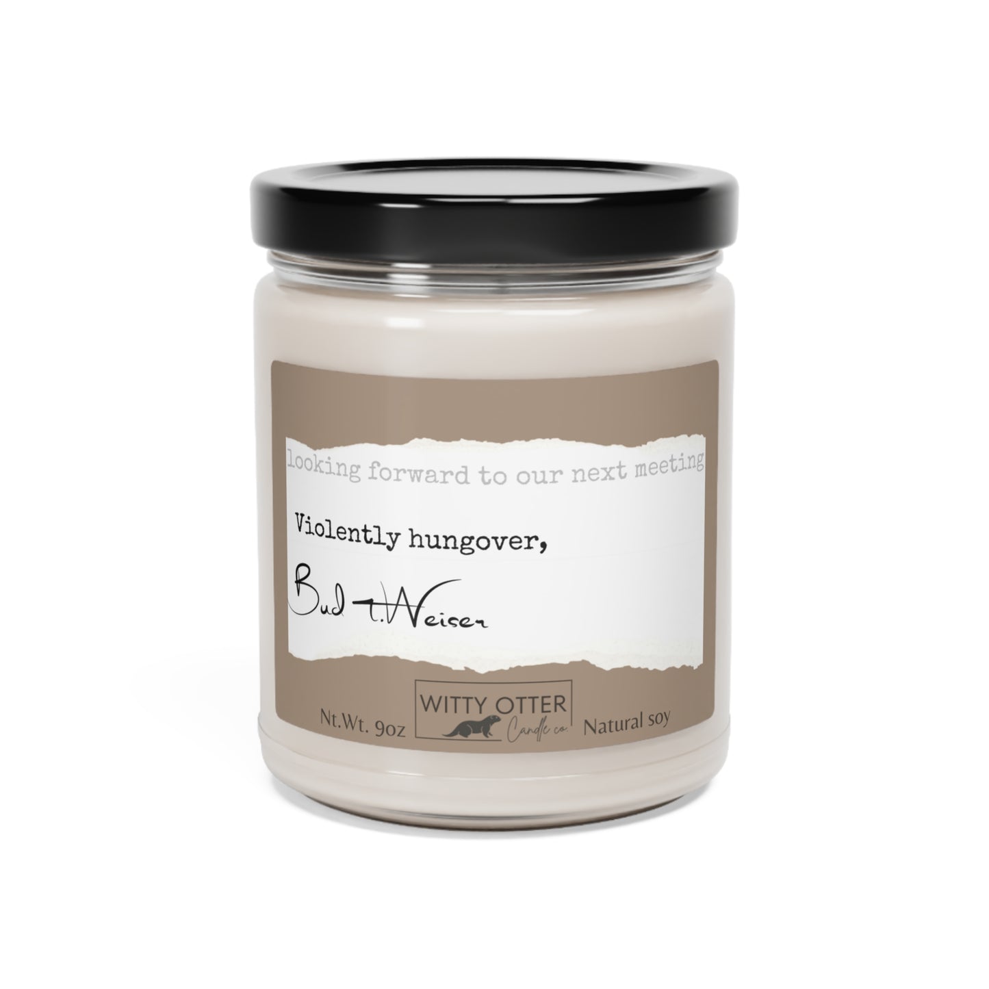 Hilarious office "signature" scented Soy Candle, 9oz - "Bud Weiser" signed candle